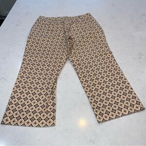 Talbots Stretch Petite Capri Pants Brown Size 4P Career Geo Button Crop